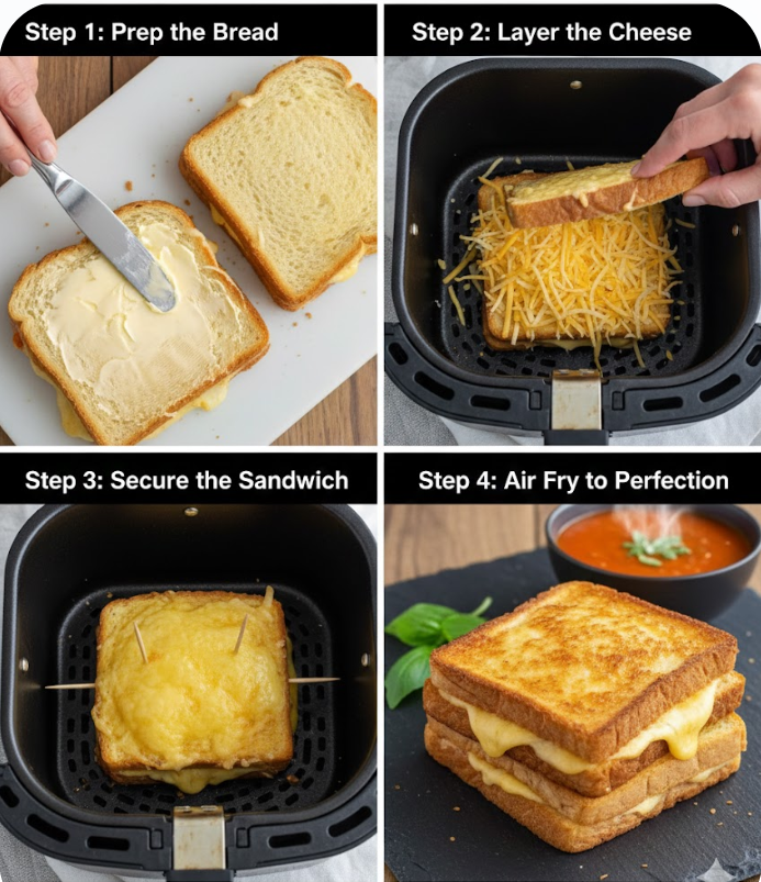 THE BEST AIR FRYER GRILLED CHEESE SANDWICH