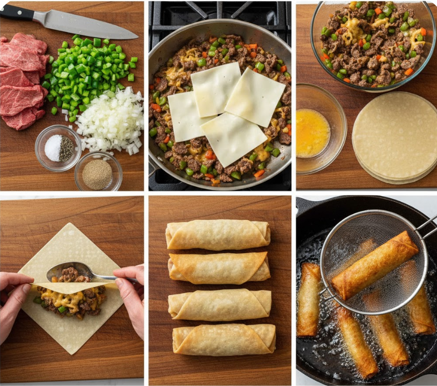 Philly Cheesesteak Egg Rolls Recipe