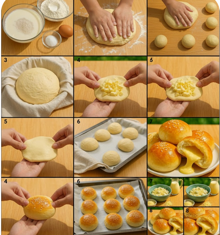 Cheese-Stuffed Milk Buns