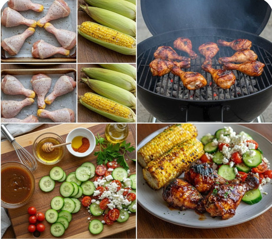 Glazed Chicken Drumsticks with Grilled