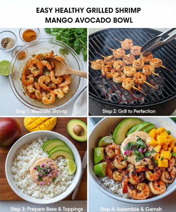 Easy Healthy Grilled Shrimp Mango Avocado Bowl Recipe