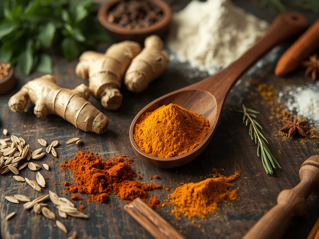 powerful herbs blood clots - A flat lay of fresh