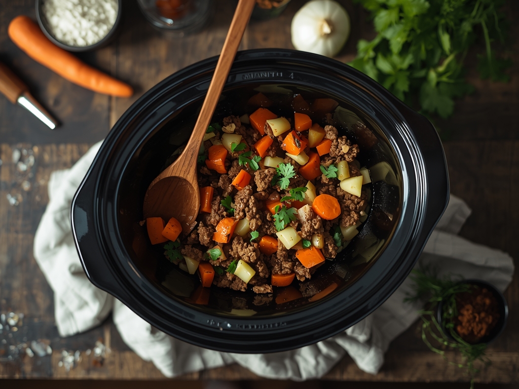 slow cooker ground beef recipes - A slow cooker filled