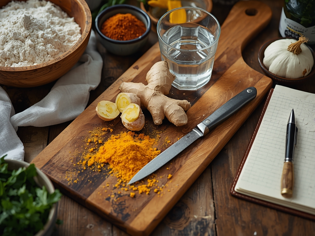 powerful herbs blood clots - A wooden cutting board with