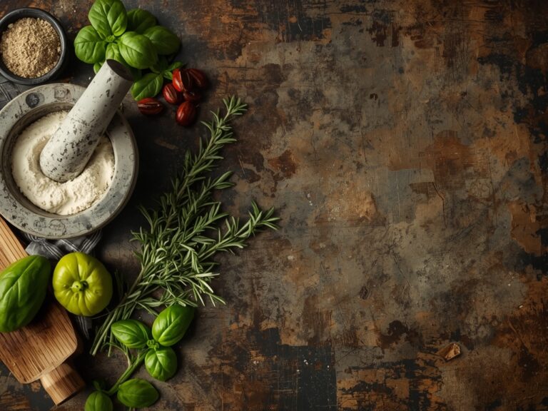 most powerful herbs - Authentic home-cooked food photography, shot on a rustic wooden table,