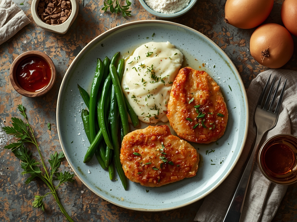 chicken cutlet recipe - Chicken cutlets served with a side