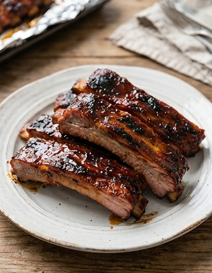 Oven-Roasted Ribs With Homemade BBQ Sauce Glaze